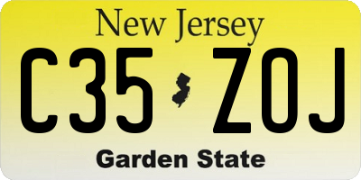 NJ license plate C35ZOJ