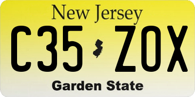 NJ license plate C35ZOX