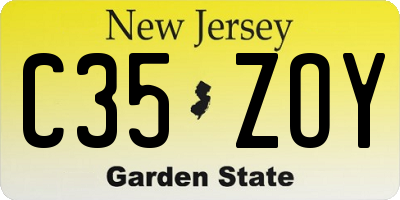 NJ license plate C35ZOY
