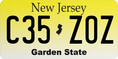 NJ license plate C35ZOZ