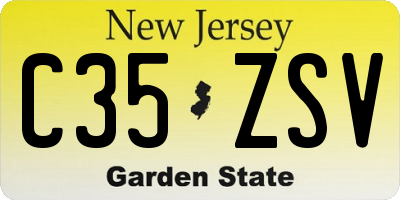 NJ license plate C35ZSV