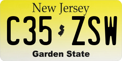 NJ license plate C35ZSW