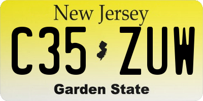 NJ license plate C35ZUW