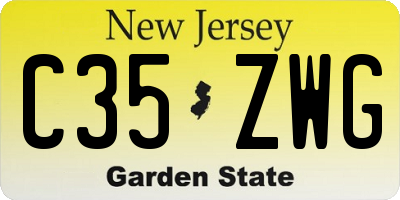 NJ license plate C35ZWG