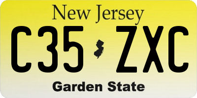 NJ license plate C35ZXC