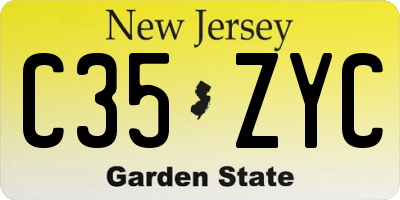 NJ license plate C35ZYC