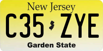 NJ license plate C35ZYE