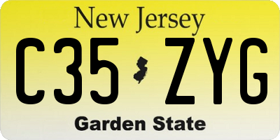 NJ license plate C35ZYG