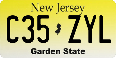 NJ license plate C35ZYL