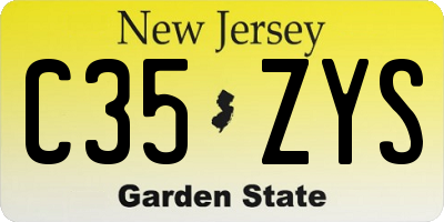 NJ license plate C35ZYS