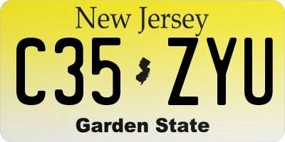 NJ license plate C35ZYU