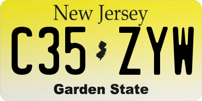 NJ license plate C35ZYW