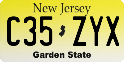 NJ license plate C35ZYX