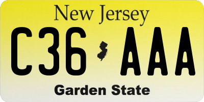 NJ license plate C36AAA