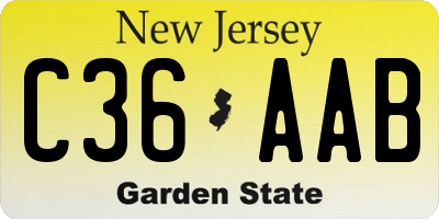 NJ license plate C36AAB