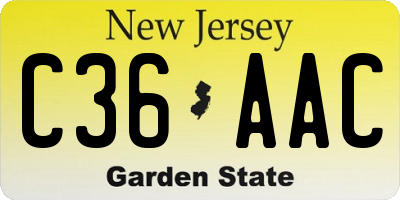 NJ license plate C36AAC