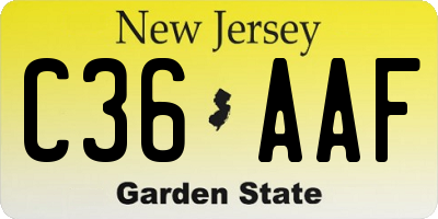 NJ license plate C36AAF