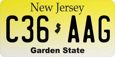 NJ license plate C36AAG