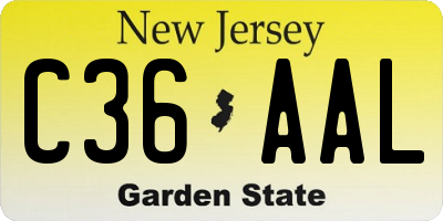 NJ license plate C36AAL