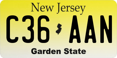 NJ license plate C36AAN