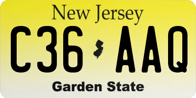 NJ license plate C36AAQ