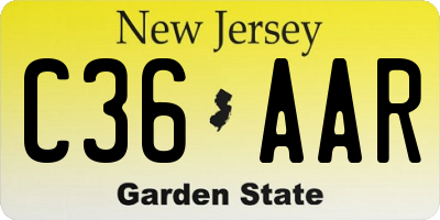 NJ license plate C36AAR