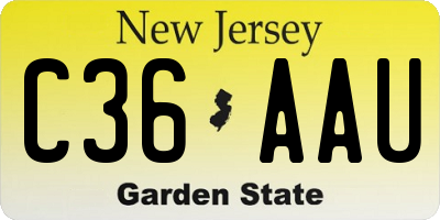 NJ license plate C36AAU