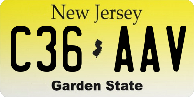 NJ license plate C36AAV