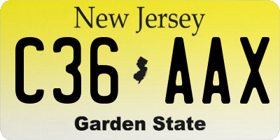 NJ license plate C36AAX