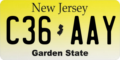 NJ license plate C36AAY