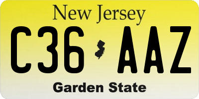 NJ license plate C36AAZ