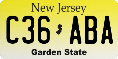 NJ license plate C36ABA