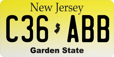 NJ license plate C36ABB