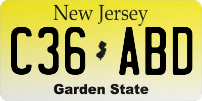 NJ license plate C36ABD