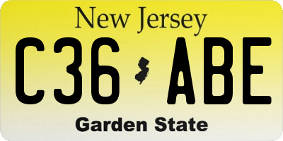 NJ license plate C36ABE