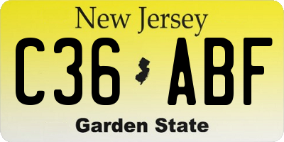 NJ license plate C36ABF