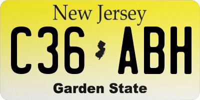 NJ license plate C36ABH