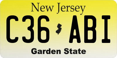 NJ license plate C36ABI
