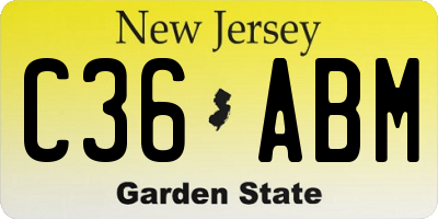 NJ license plate C36ABM