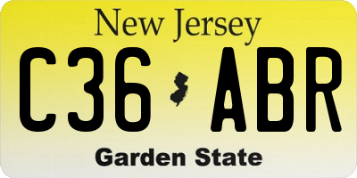 NJ license plate C36ABR