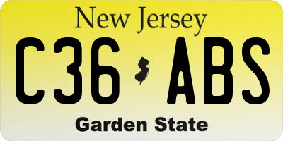 NJ license plate C36ABS