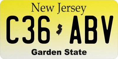 NJ license plate C36ABV