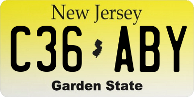 NJ license plate C36ABY