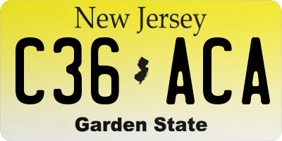 NJ license plate C36ACA