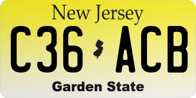 NJ license plate C36ACB