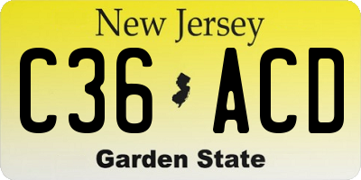 NJ license plate C36ACD
