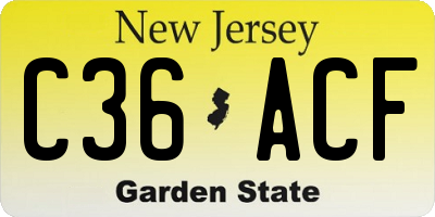 NJ license plate C36ACF
