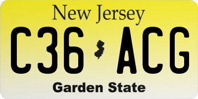 NJ license plate C36ACG