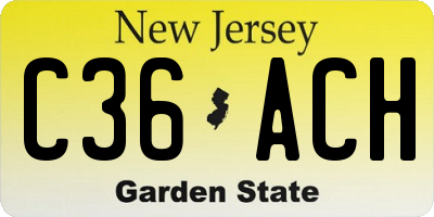 NJ license plate C36ACH