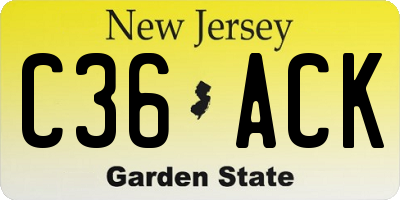 NJ license plate C36ACK